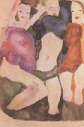 Egon Schiele Three Girls (mk12) oil painting reproduction